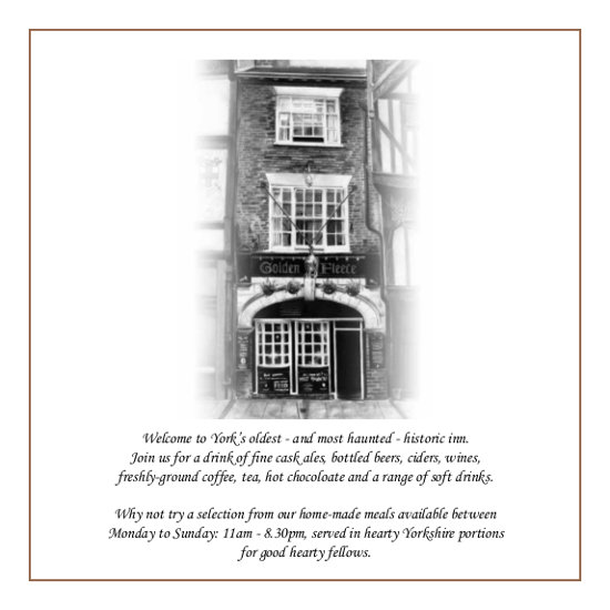 Golden Fleece York Food Menu