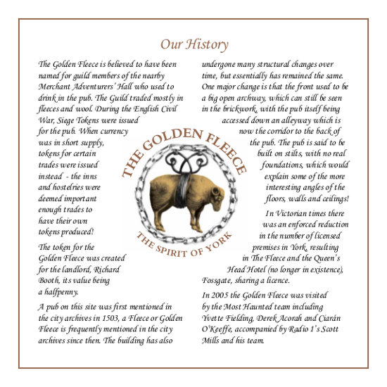 Golden Fleece York Food Menu