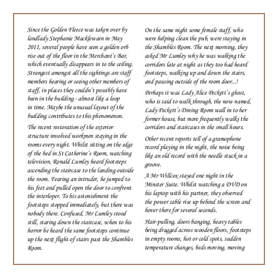 Golden Fleece York Food Menu